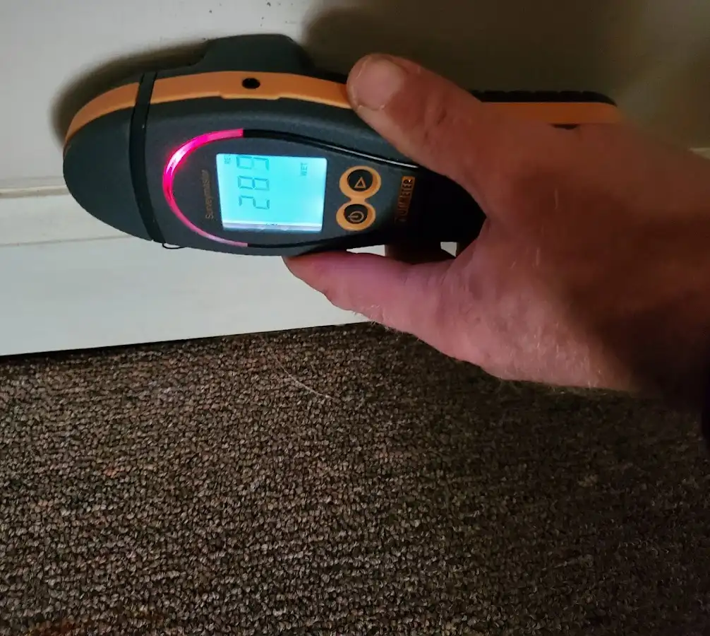 Moisture detection at baseboard during Sewage Cleanup & Sanitation in Arroyo Grande